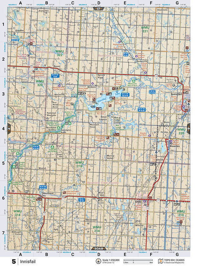 CEAB5 Wall Map - Innisfail - Backroad Maps