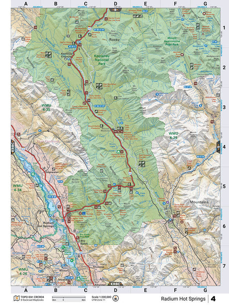 CRCR04 Wall Map - Radium Hot Springs - Backroad Maps