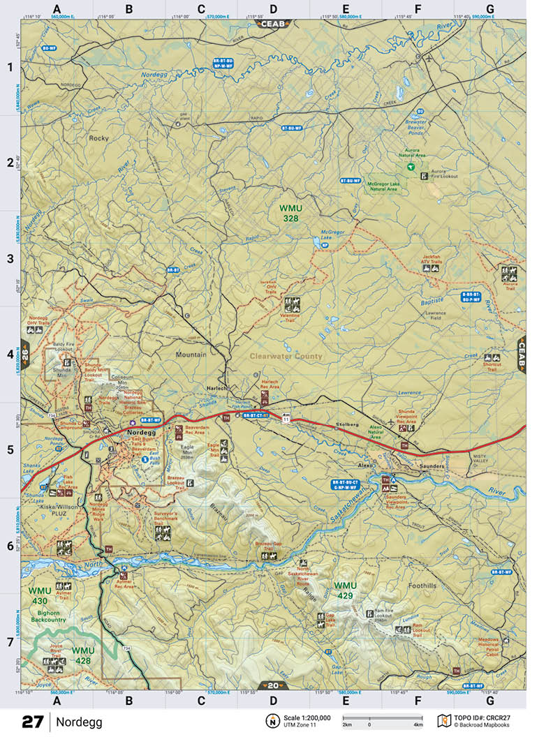 CRCR27 Wall Map - Nordegg - Backroad Maps