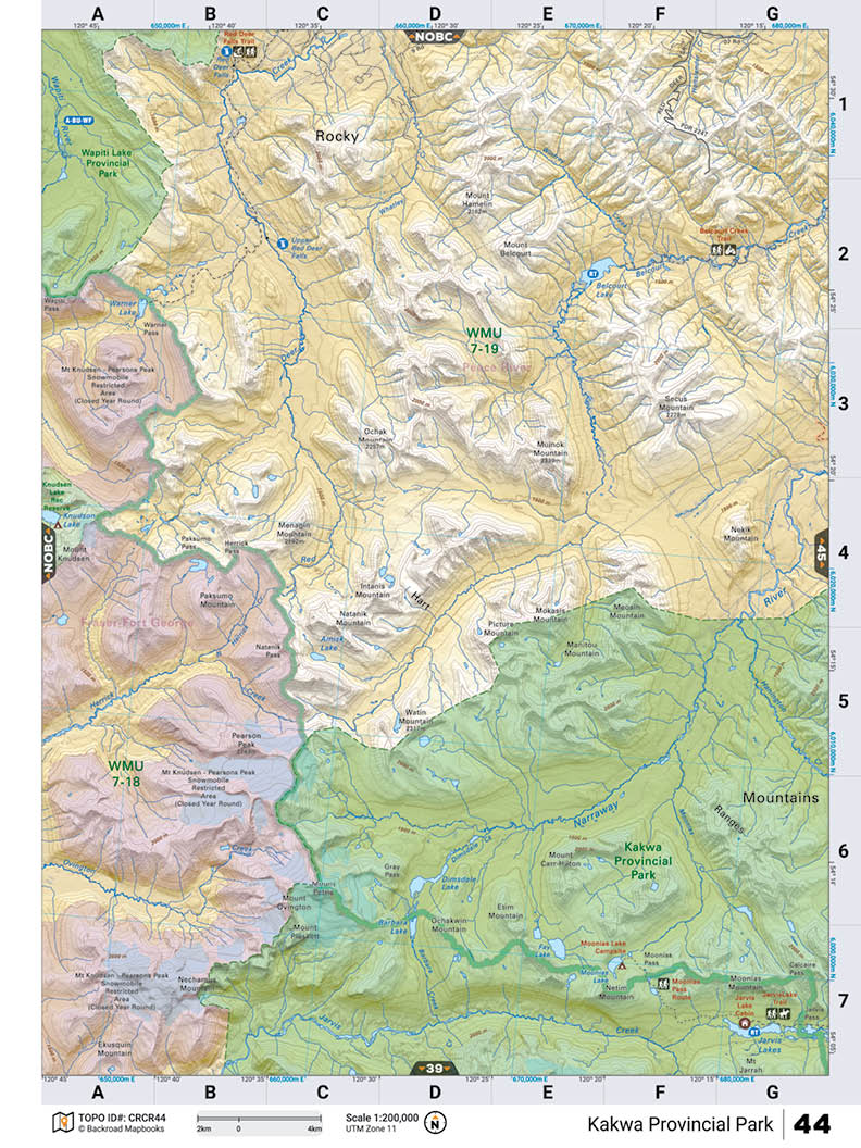 CRCR44 TOPO Map - Kakwa Provincial Park - Backroad Maps