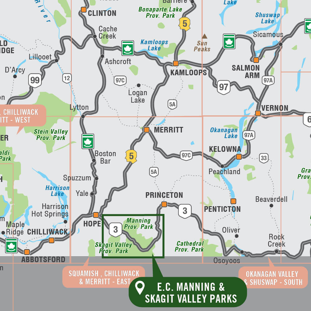 EC Manning & Skagit Valley Provincial Parks BC - Park Map - Backroad Maps
