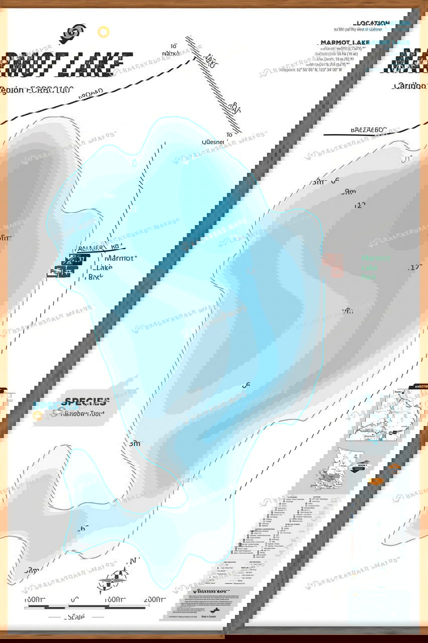 FCRBC100 Marmot Lake - Wall Map - Backroad Maps