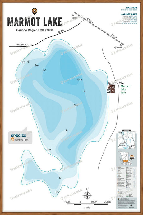 FCRBC100 Marmot Lake  - Wall Map - Backroad Maps
