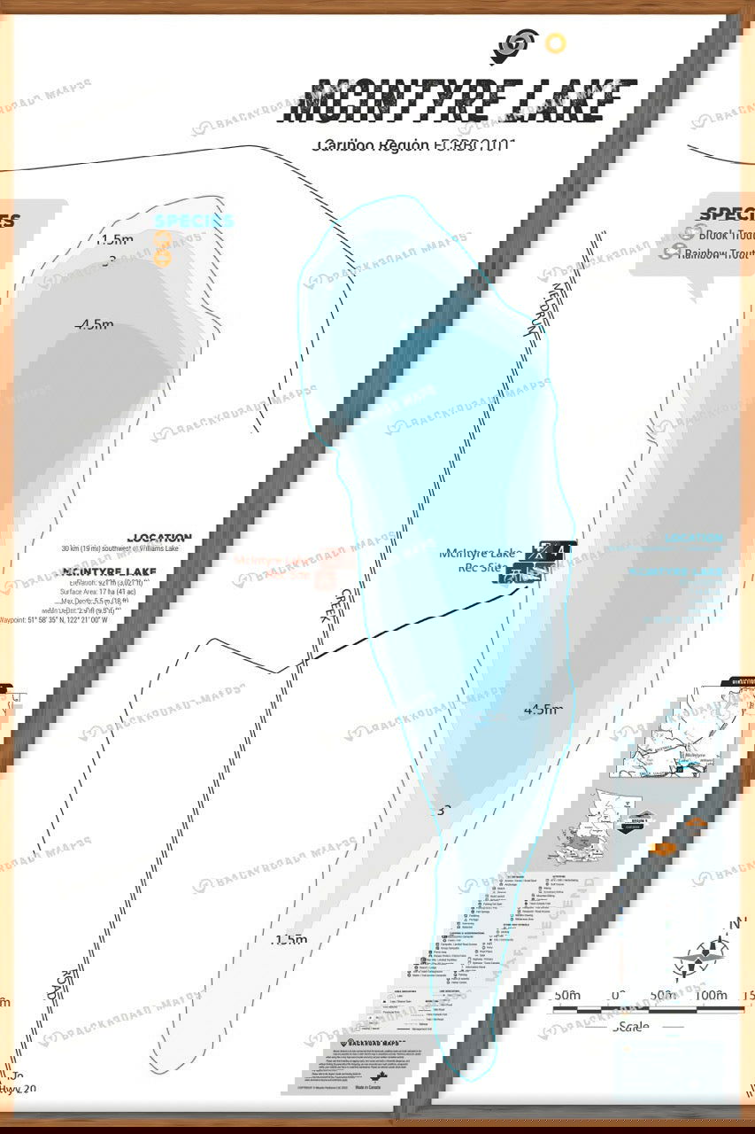 FCRBC101 McIntyre Lake  - Wall Map - Backroad Maps