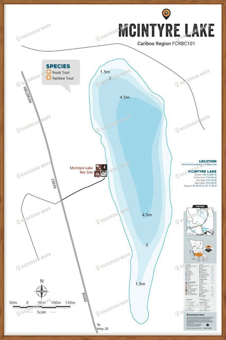 FCRBC101 McIntyre Lake  - Wall Map - Backroad Maps