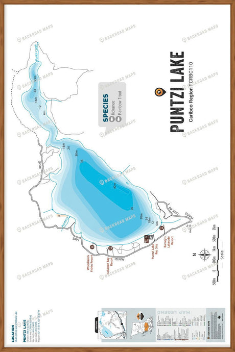 FCRBC110 Puntzi Lake  - Wall Map - Backroad Maps