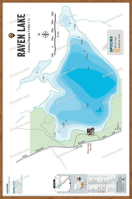 FCRBC115 Raven Lake  - Wall Map - Backroad Maps