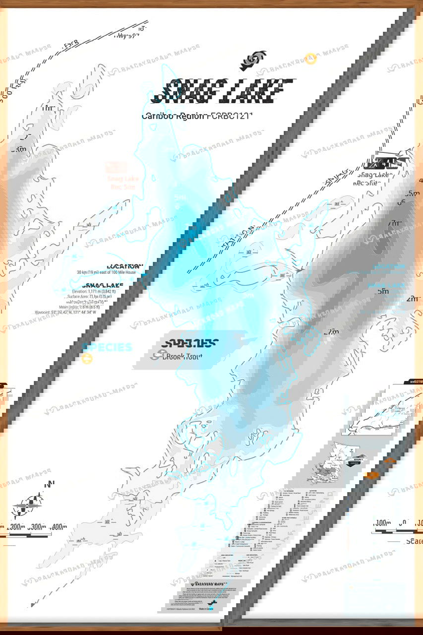 FCRBC121 Snag Lake  - Wall Map - Backroad Maps