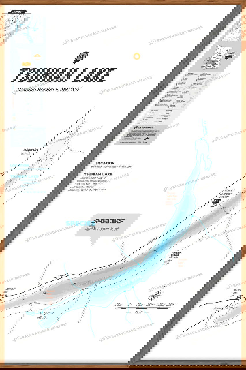 FCRBC129 Tsuniah Lake  - Wall Map - Backroad Maps