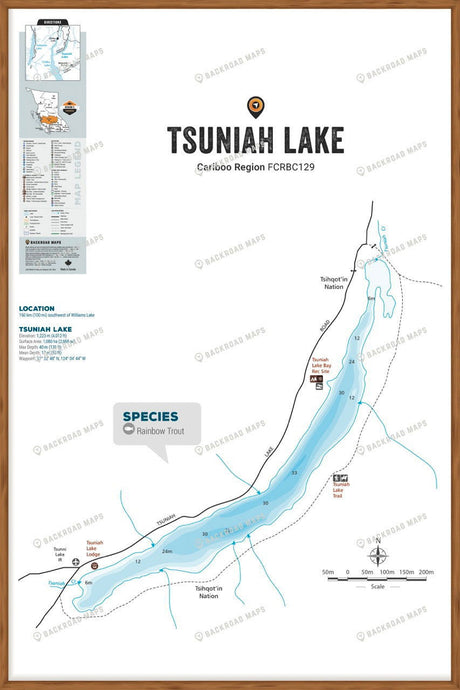 FCRBC129 Tsuniah Lake  - Wall Map - Backroad Maps