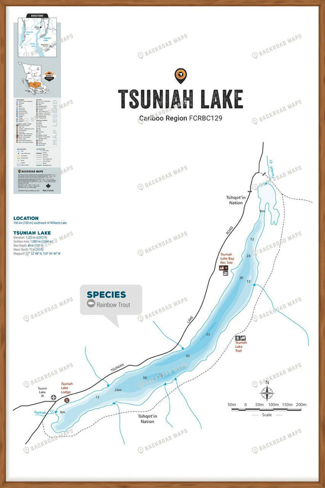 FCRBC129 Tsuniah Lake  - Wall Map - Backroad Maps