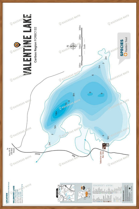 FCRBC132 Valentine Lake  - Wall Map - Backroad Maps