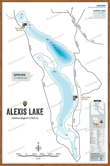 FCRBC24 Alexis Lake  - Wall Map - Backroad Maps