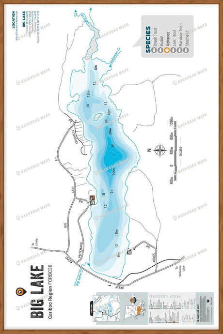 FCRBC30 Big Lake - Williams Lk Area  - Wall Map - Backroad Maps