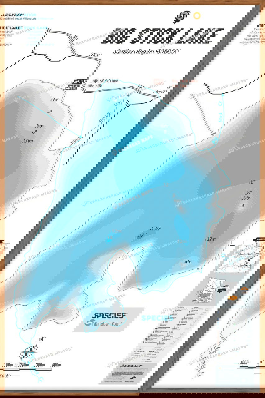 FCRBC31 Big Stick Lake  - Wall Map - Backroad Maps