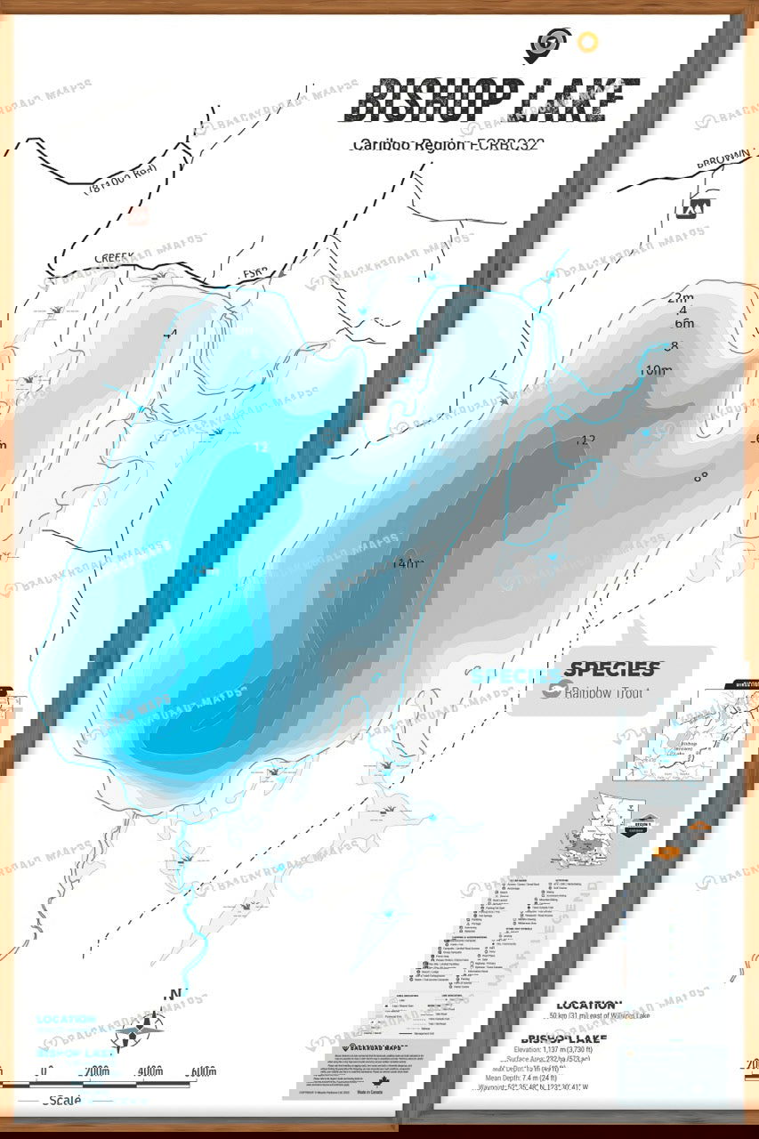 FCRBC32 Bishop Lake  - Wall Map - Backroad Maps