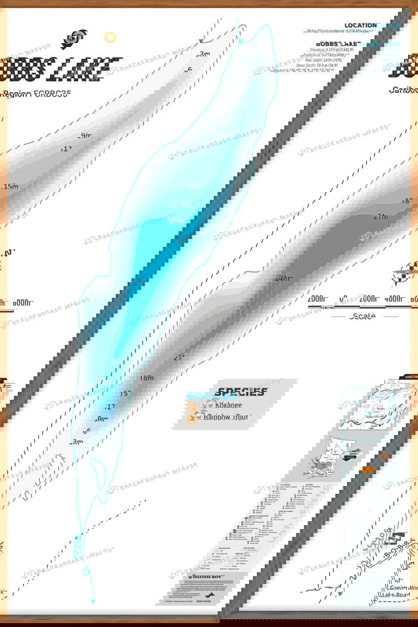 FCRBC35 Bobbs Lake  - Wall Map - Backroad Maps