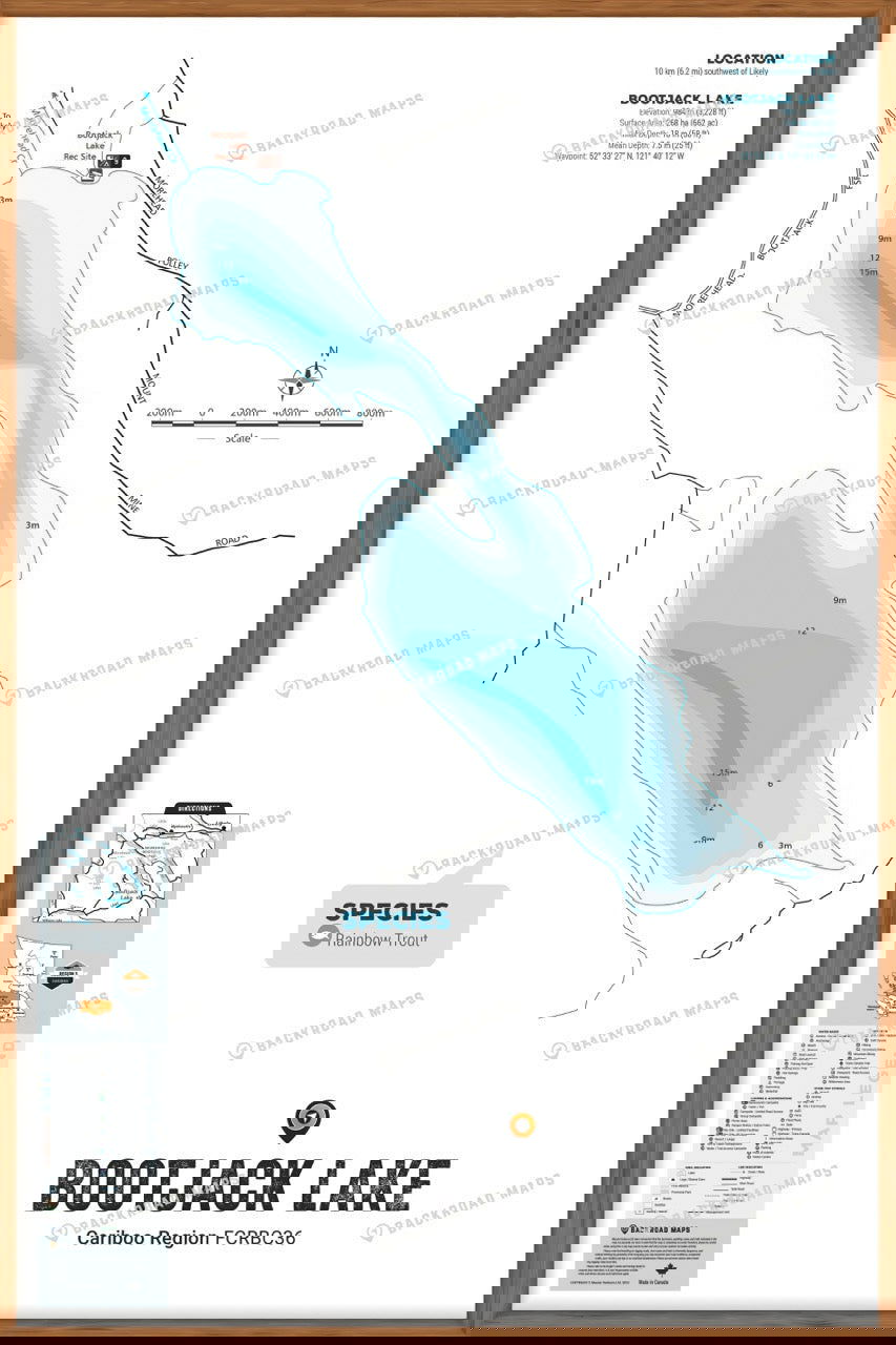 FCRBC36 Bootjack Lake  - Wall Map - Backroad Maps