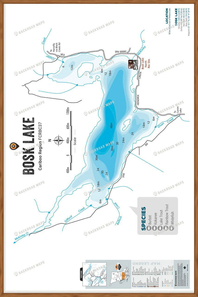 FCRBC37 Bosk Lake  - Wall Map - Backroad Maps