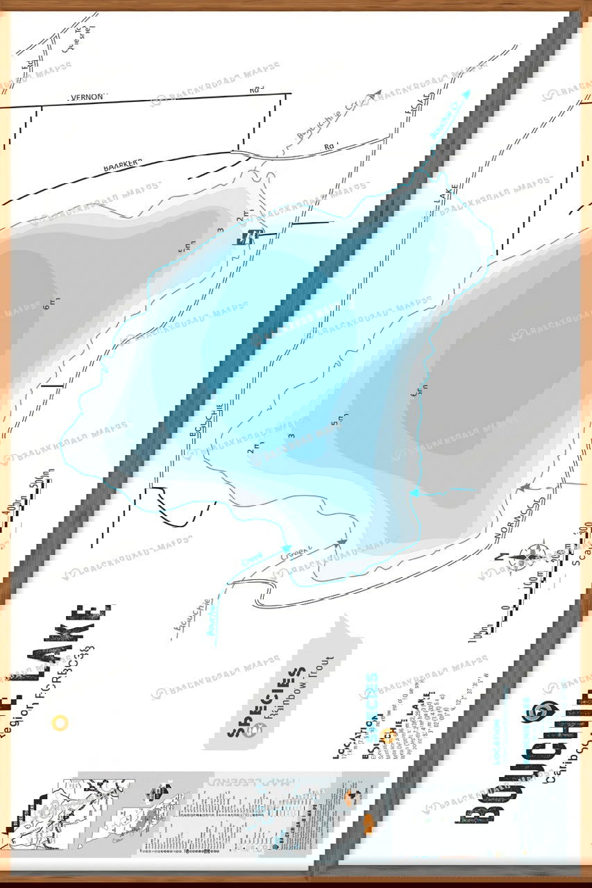 FCRBC38 Bouchie (Six Mile) Lake  - Wall Map - Backroad Maps
