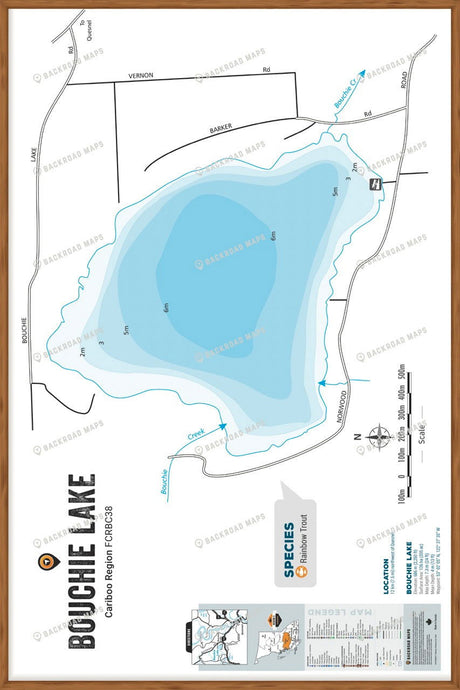 FCRBC38 Bouchie (Six Mile) Lake  - Wall Map - Backroad Maps