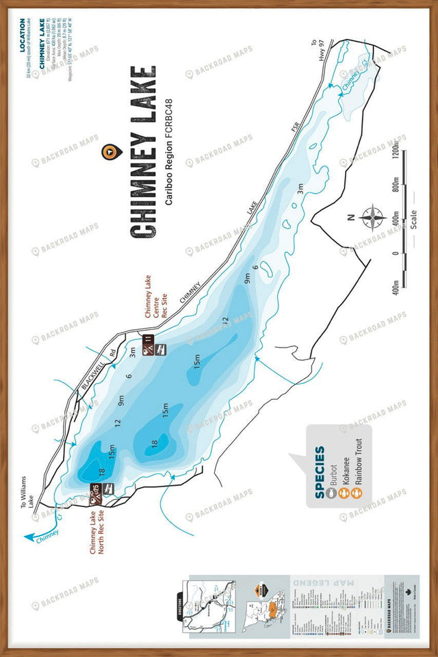 FCRBC48 Chimney Lake  - Wall Map - Backroad Maps