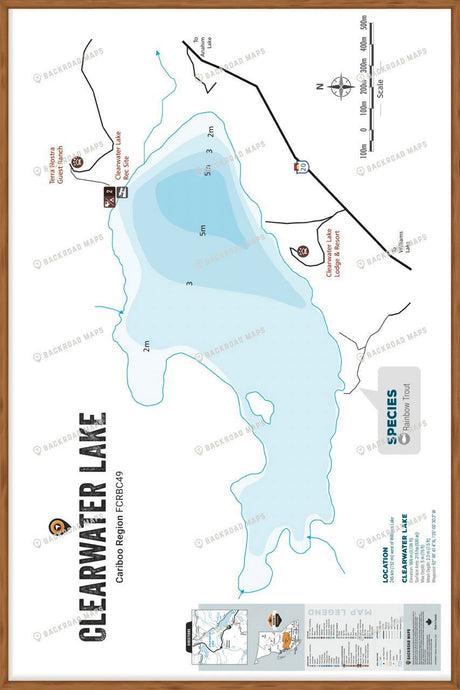 FCRBC49 Clearwater Lake  - Wall Map - Backroad Maps