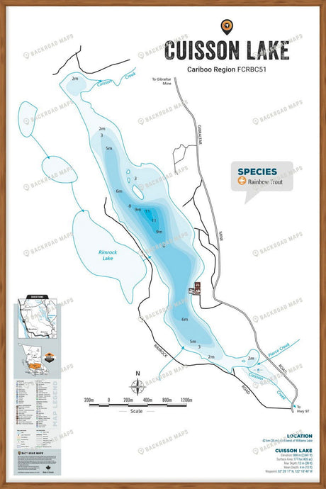 FCRBC51 Cuisson Lake  - Wall Map - Backroad Maps