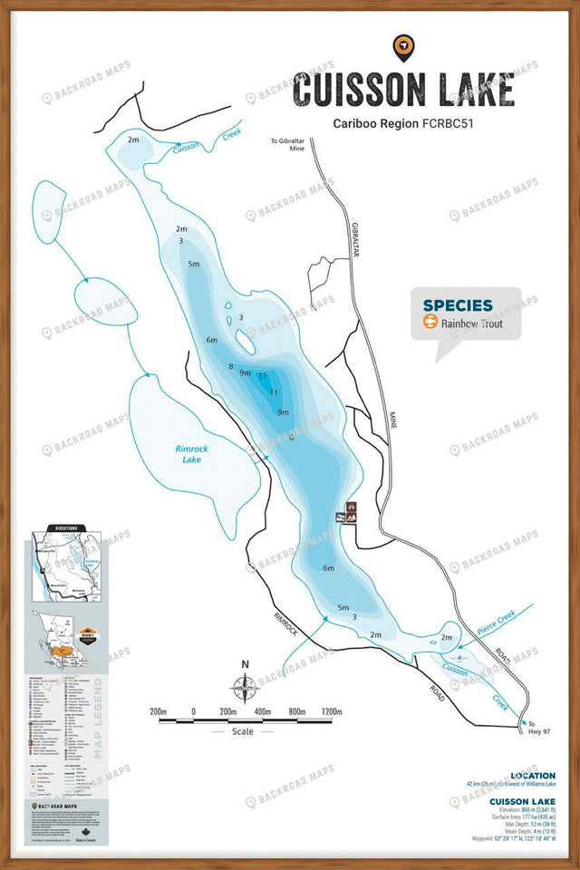 FCRBC51 Cuisson Lake  - Wall Map - Backroad Maps