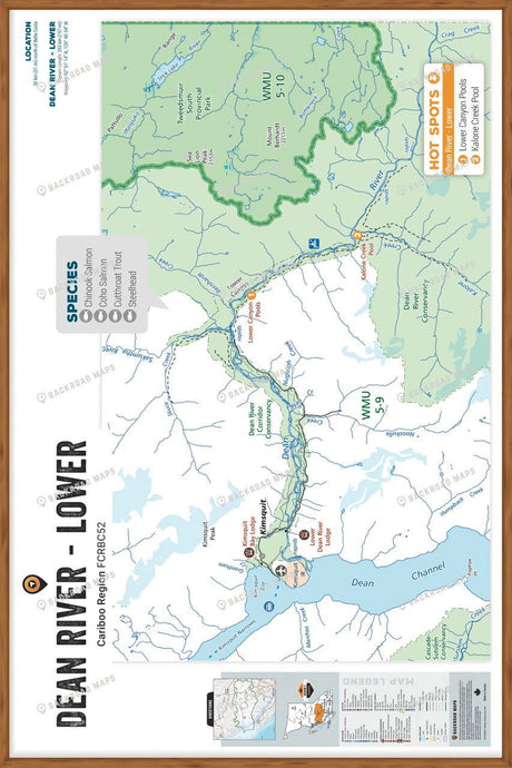 FCRBC52 Dean River - Lower  - Wall Map - Backroad Maps