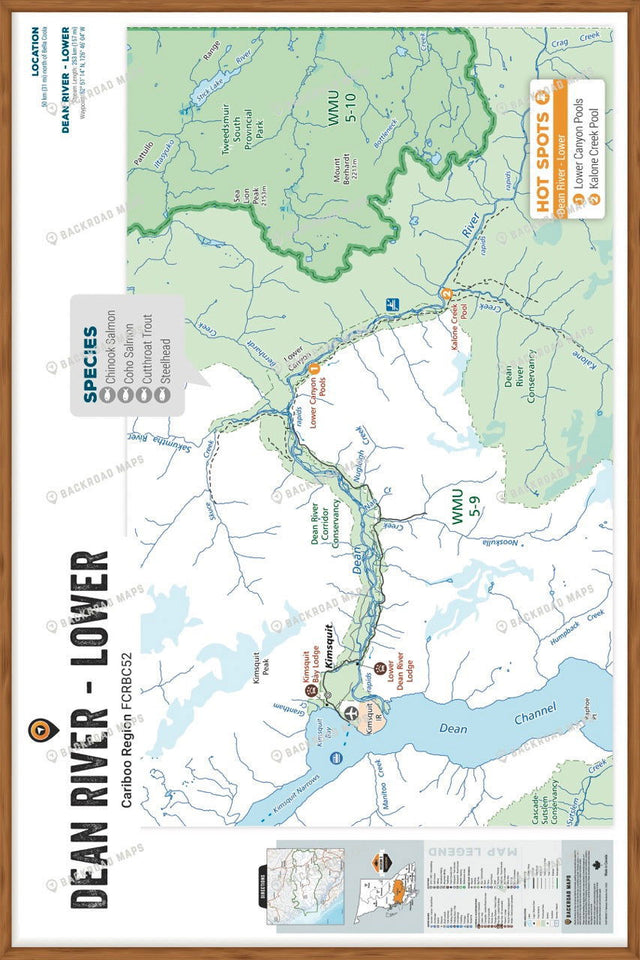 FCRBC52 Dean River - Lower  - Wall Map - Backroad Maps