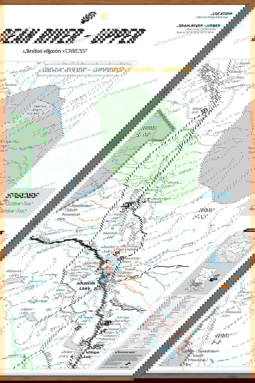 FCRBC53 Dean River - Upper  - Wall Map - Backroad Maps
