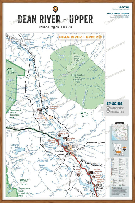 FCRBC53 Dean River - Upper  - Wall Map - Backroad Maps