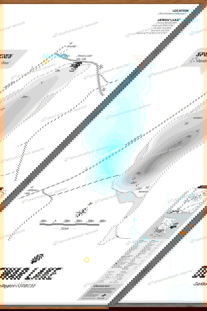 FCRBC55 Dewar Lake  - Wall Map - Backroad Maps