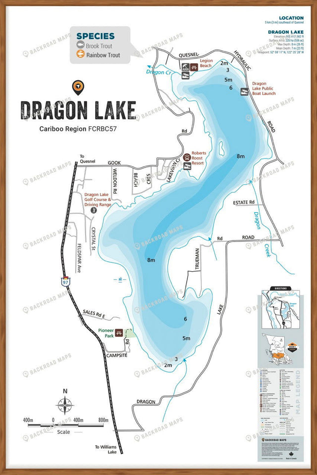 FCRBC57 Dragon Lake - Quesnel  - Wall Map - Backroad Maps