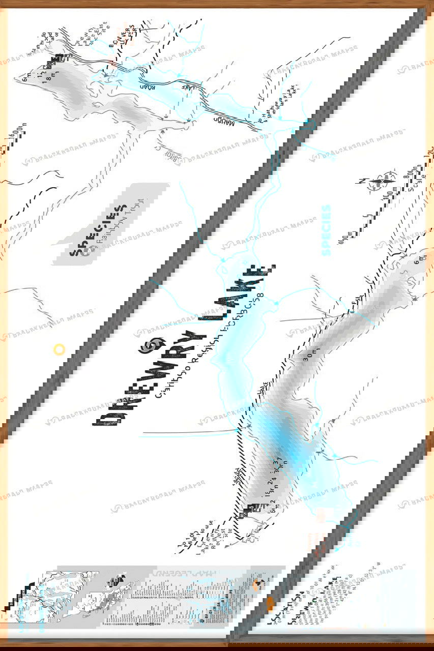 FCRBC58 Drewry Lake  - Wall Map - Backroad Maps