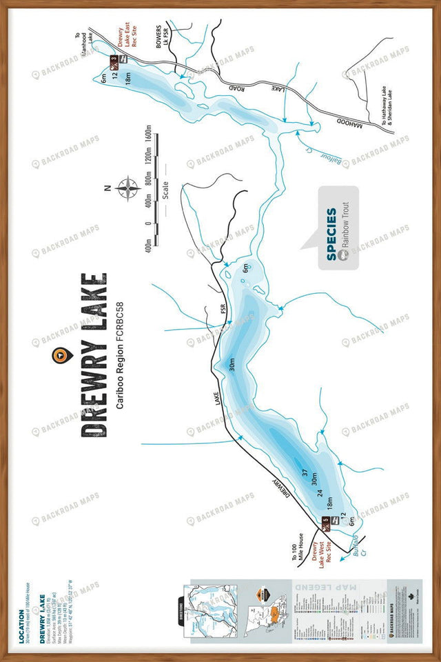 FCRBC58 Drewry Lake  - Wall Map - Backroad Maps