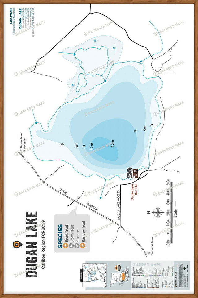 FCRBC59 Dugan Lake  - Wall Map - Backroad Maps