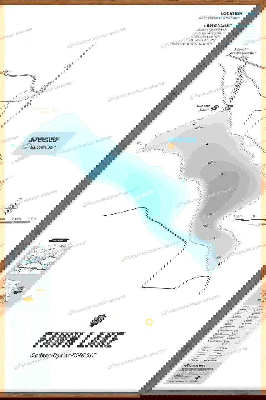 FCRBC67 Fawn Lake  - Wall Map - Backroad Maps