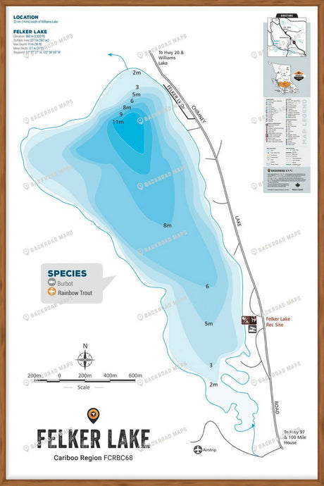 FCRBC68 Felker Lake  - Wall Map - Backroad Maps