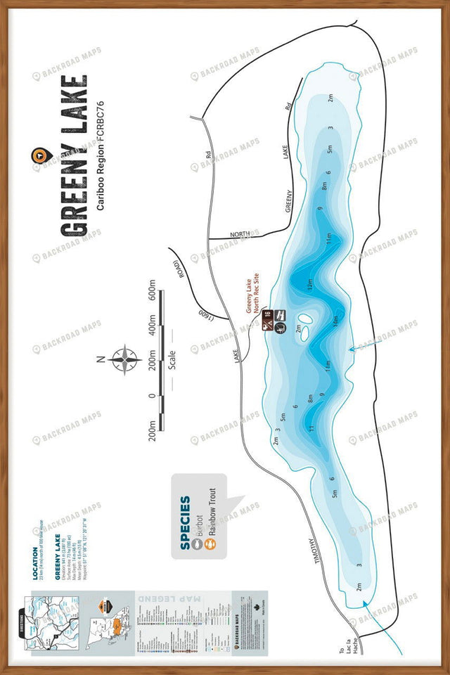 FCRBC76 Greeny Lake  - Wall Map - Backroad Maps