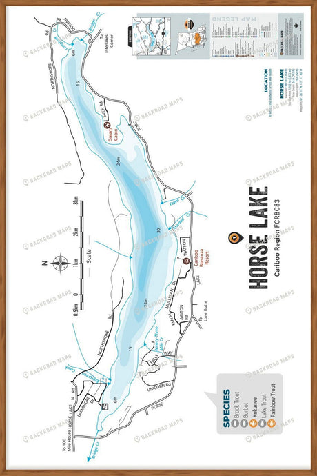 FCRBC83 Horse Lake - 100 Mile Area  - Wall Map - Backroad Maps
