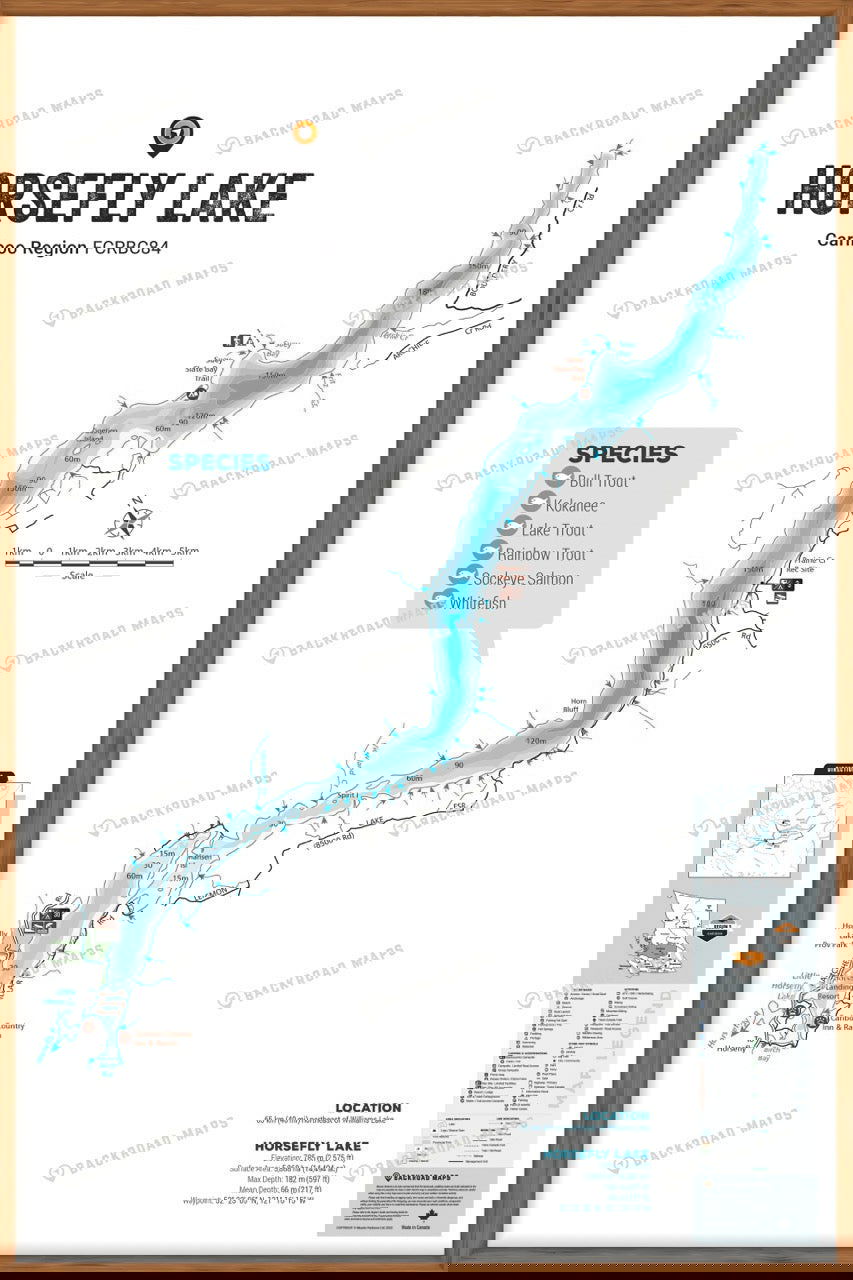 FCRBC84 Horsefly Lake  - Wall Map - Backroad Maps