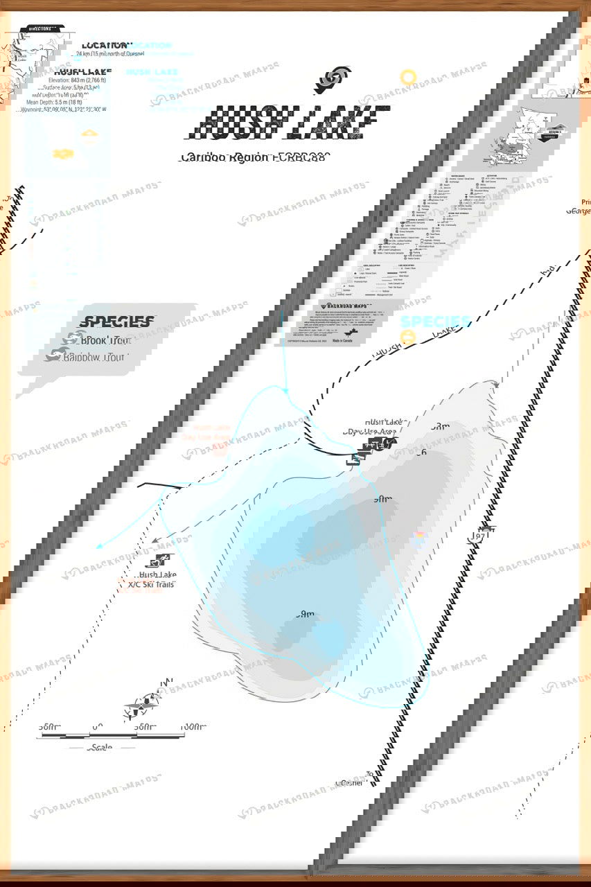 FCRBC88 Hush Lake  - Wall Map - Backroad Maps