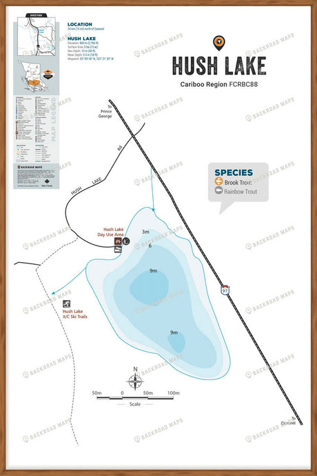 FCRBC88 Hush Lake  - Wall Map - Backroad Maps