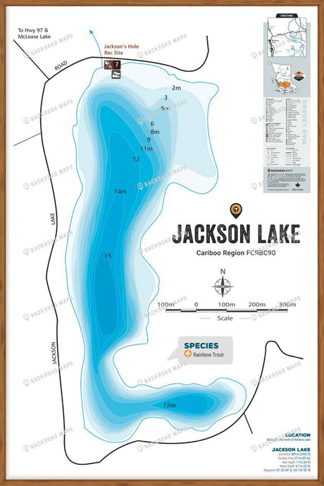FCRBC90 Jackson Lake  - Wall Map - Backroad Maps