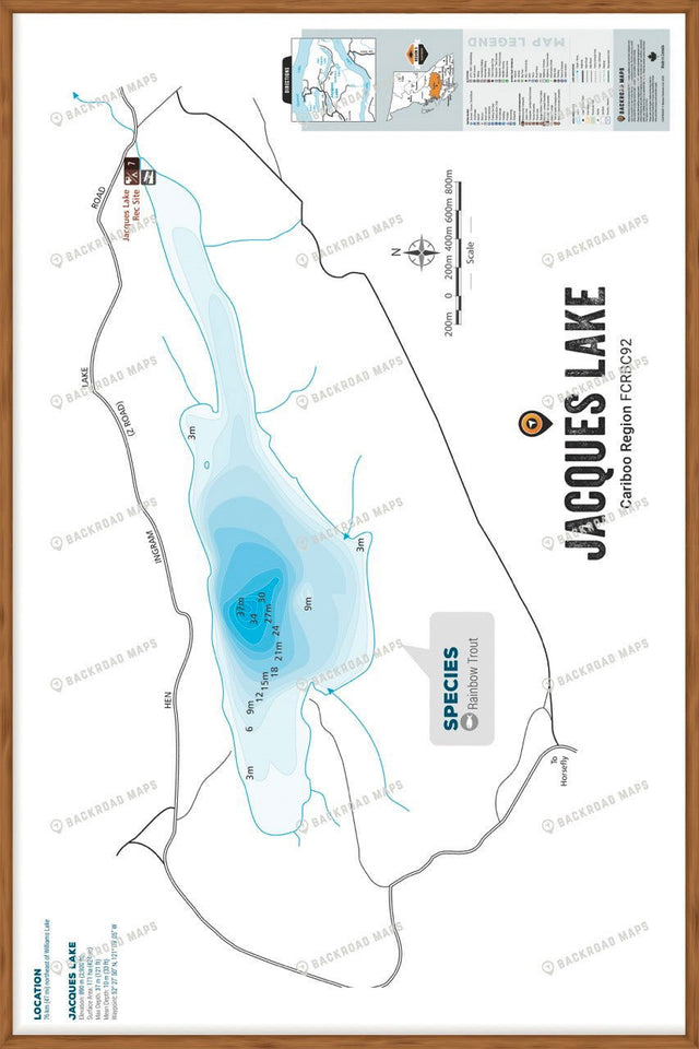 FCRBC92 Jacques Lake  - Wall Map - Backroad Maps