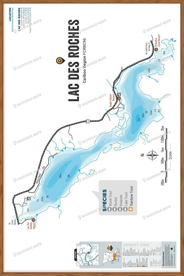 FCRBC96 Lac des Roches  - Wall Map - Backroad Maps