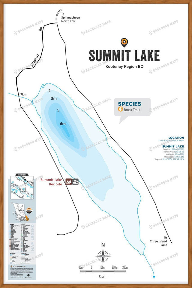 FKRBC102 Summit Lake - Parson - Wall Map - Backroad Maps