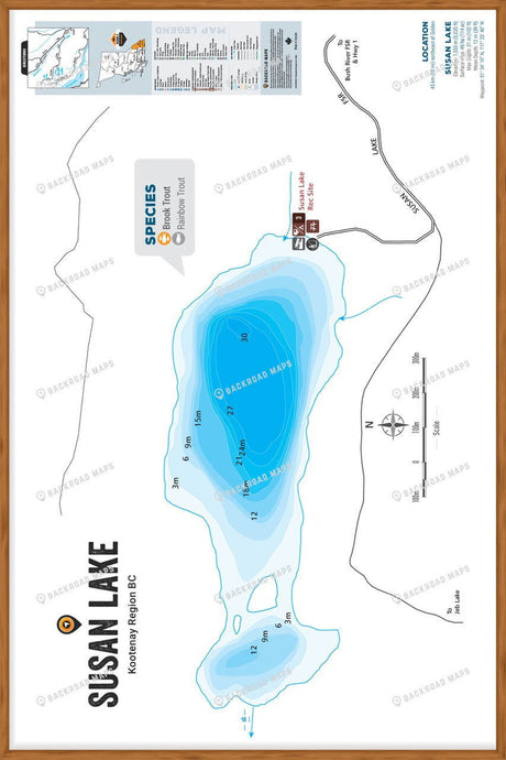 FKRBC104 Susan Lake - Wall Map - Backroad Maps
